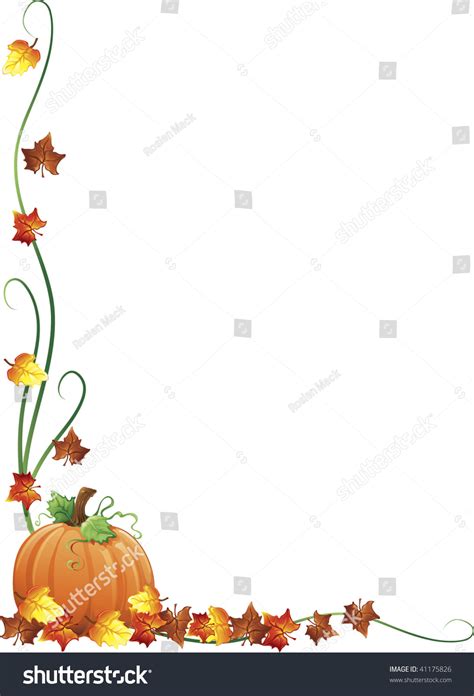 Illustration Fall Leaves Pumpkin Border Design Stock Vector (Royalty ...