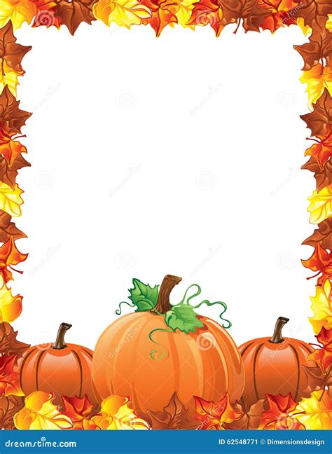 Fall Leaves And Pumpkins Border Stock Vector - Image: 62548771