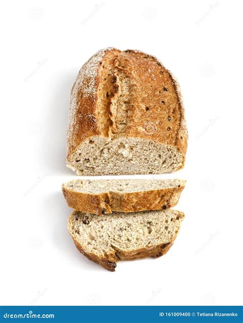 Loaf of Whole Wheat Bread with Slices Isolated on White Stock Photo - Image of bread, brown ...