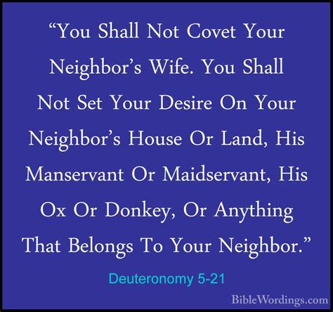 Deuteronomy 5-21 - "You Shall Not Covet Your Neighbor's Wife. You - BibleWordings.com