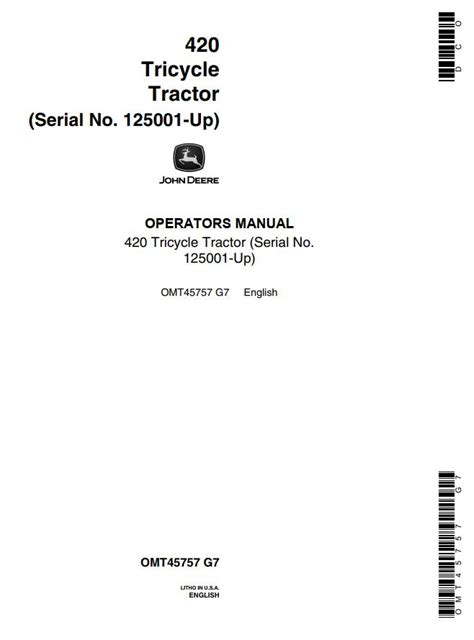 John Deere Tractor 420 Operators Manual PDF