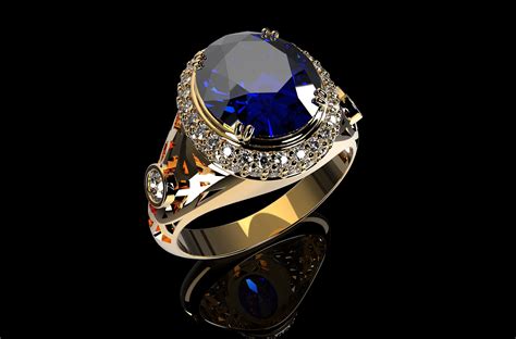 MEN RING ROYAL BLUE SAPPHIRE 3D model 3D printable | CGTrader