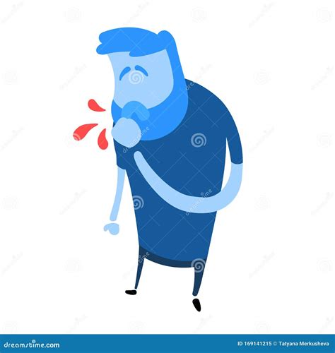 Man Coughing Blood. Flat Vector Illustration. Isolated on White ...