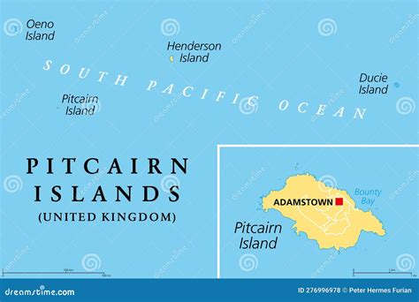 Pitcairn Islands, a British Overseas Territory, Political Map Stock ...