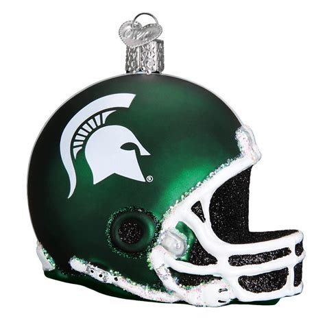 Michigan State University Football Helmet Glass Ornament