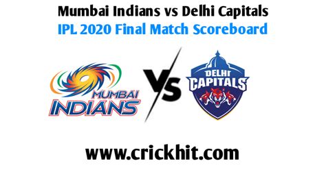 IPL 2020 Final Scorecard MI vs DC | 2020 IPL Final Scorecard - Crickhit