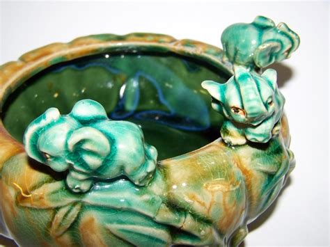 Vintage Majolica Elephant Planter