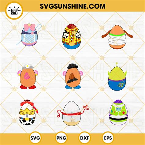 Toy Story Easter Eggs SVG Bundle, Woody Easter Egg SVG, Disney Happy Easter SVG PNG DXF EPS ...