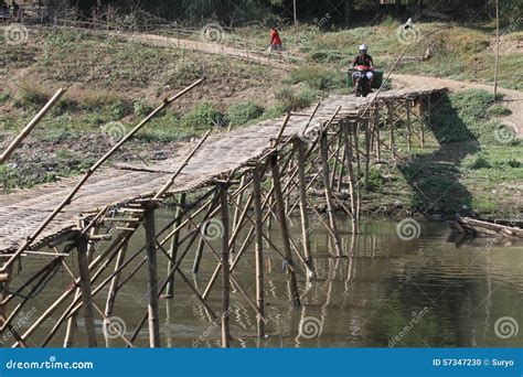 Bamboo bridge editorial image. Image of java, residents - 57347230