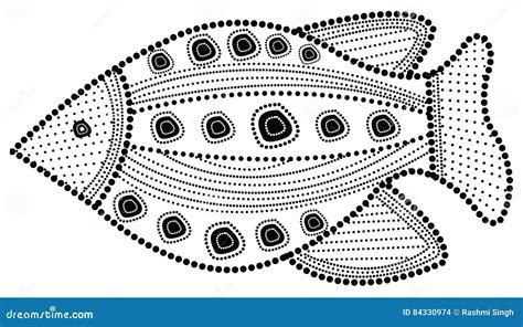 Aboriginal Art Fish Illustration. Stock Vector - Illustration of ancient, style: 84330974