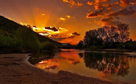 River bank sunset wallpaper - Nature wallpapers - #24955