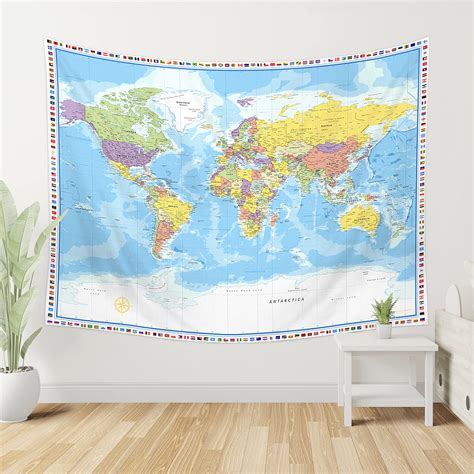 Buy Large World Map Tapestry Wall Hanging Tapestry World Map For Kids ...