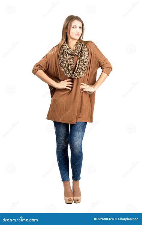 Young Beauty Model in Akimbo Pose. Stock Photo - Image of clothes, happy: 52688324