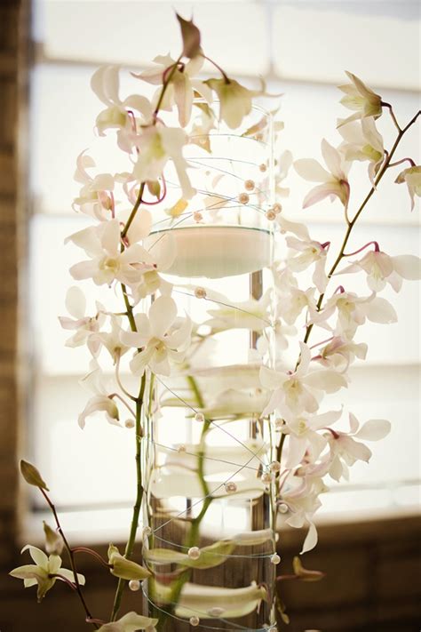 elegant white orchid centerpiece wedding reception flowers decor