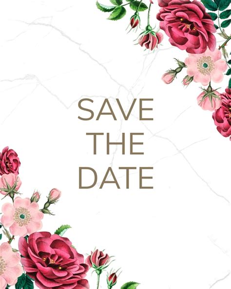 Premium PSD | Save the date mockup with roses