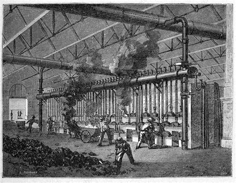 19th century production of coal gas - Stock Image - V100/0019 - Science ...