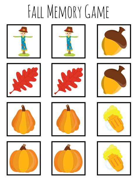 Autumn Memory Game Printable - Real And Quirky