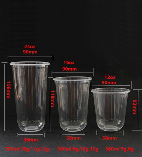 24 oz 700ml clear plastic bubble tea cup U shaped cold drinking cups ...