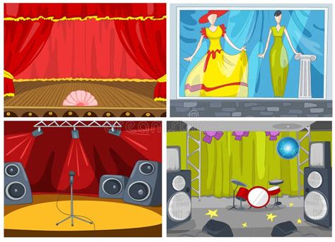 Vector Cartoon Set of Theater and Disco Background Stock Vector - Illustration of empty ...