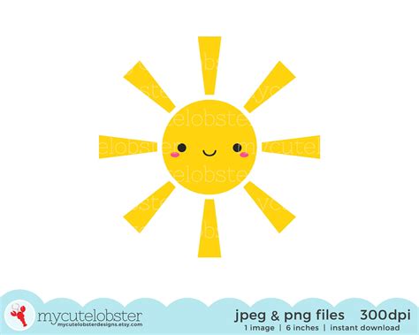 Happy Sun Single Clipart Sun Clipart Sunshine Clipart Cute - Etsy India