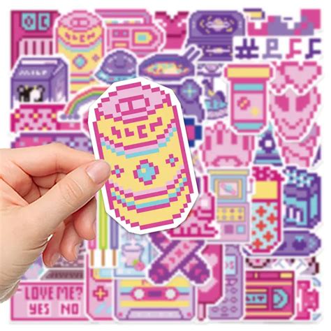 Pixel Style Series Graffiti Stickers Waterproof Creative Diy - Temu