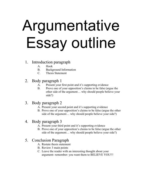 Argumentative Essay Outline