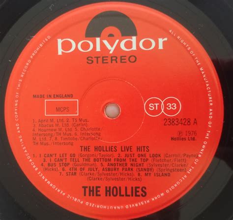 The Hollies - Hollies Live Hits Vinyl LP Album (LP Record) - Vinyl ...