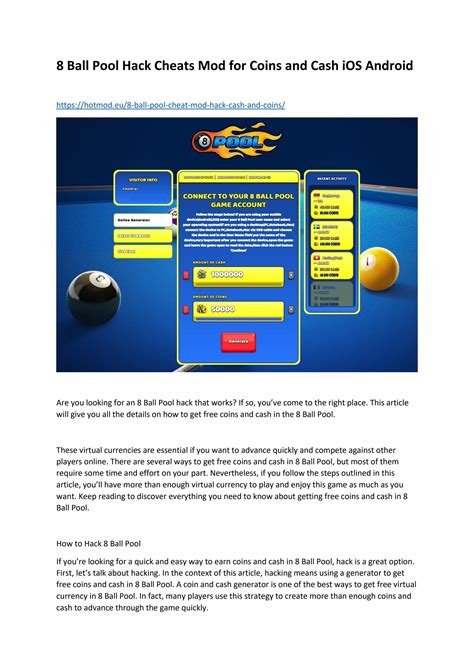 8 Ball Pool Hack Cheats Mod for Coins and Cash iOS Android by 8-ball-pool-mod-hack - Issuu