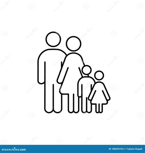 Family Outline Icon. Vector Isolated Family Silhouette Line ...