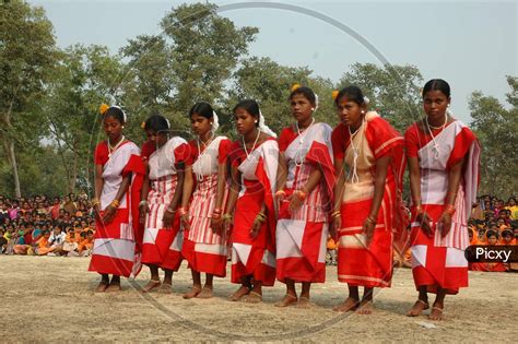 Image of Indian Tribal People Performing Traditional Folk Dance During Festivals in Murshidabad ...