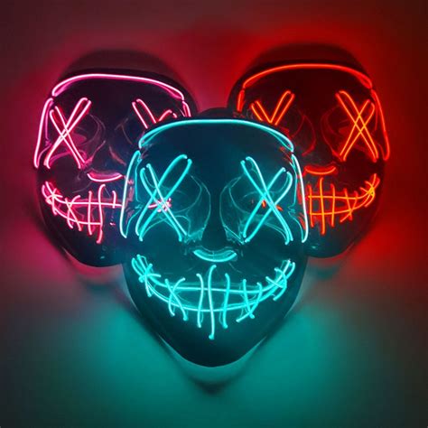 Cosmask Halloween Neon Mask Led Mask Masque Masquerade Party Masks Light Glow In The Dark Funny ...