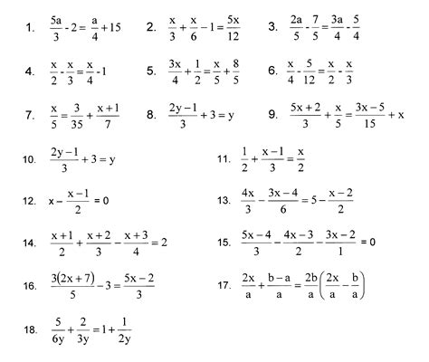 imath - more exercises, re. solution of linear equations containing fractions