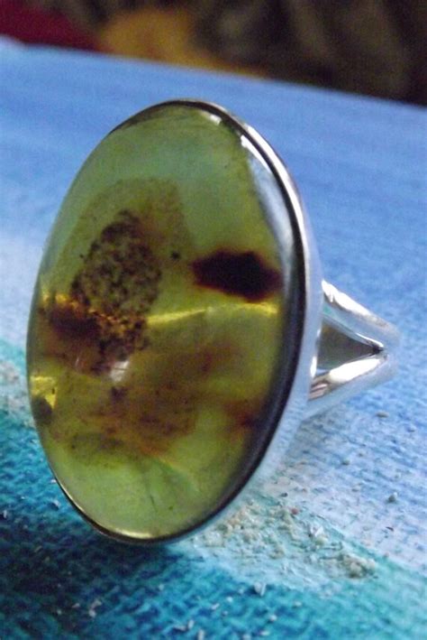 sterling silver green amber - Gem