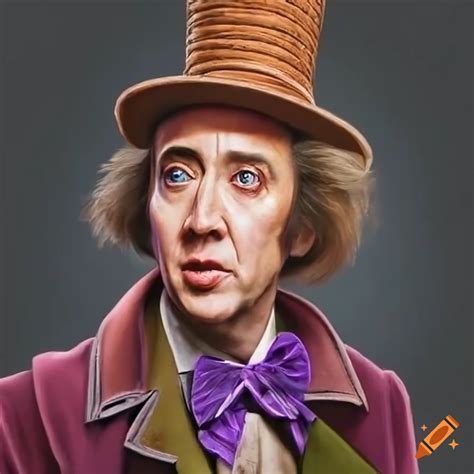 Photorealistic portrait of nicolas cage as willy wonka on Craiyon