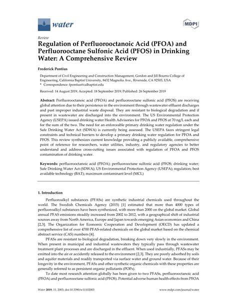 (PDF) Regulation of Perfluorooctanoic Acid (PFOA) and Perfluorooctane ...