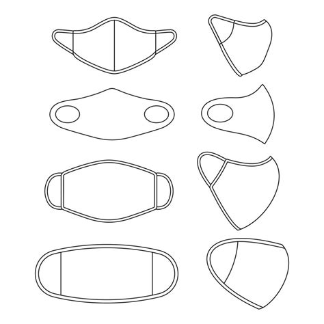 Template set face mask illustration flat design outline template collection 5149177 Vector Art ...