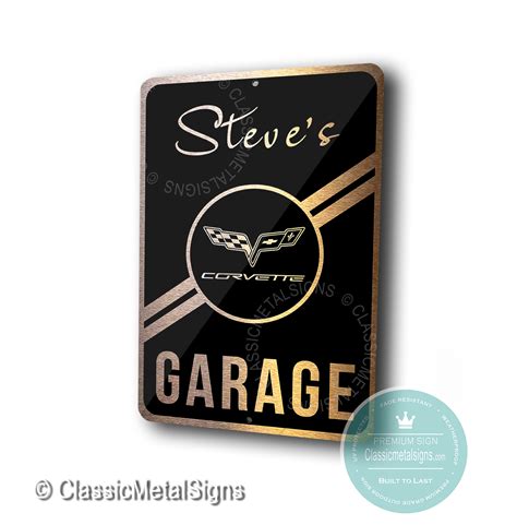 Custom Corvette Garage Sign - Classic Metal Signs