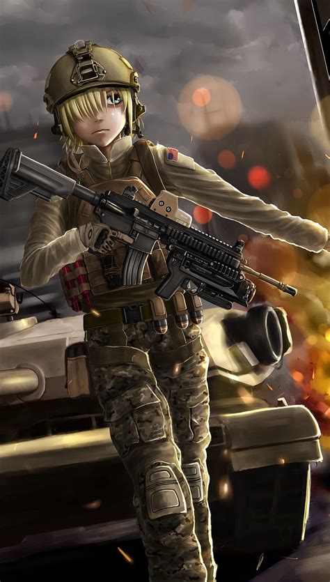 2K free download | Anime Girl, soldier, HD phone wallpaper | Peakpx