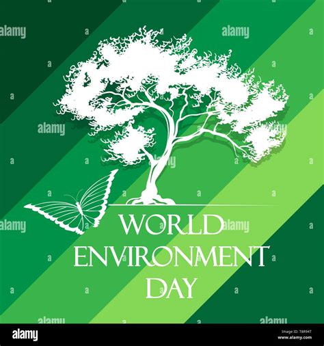 World Environment Day Poster with tree and butterfly. Vector illustration Stock Vector Image ...