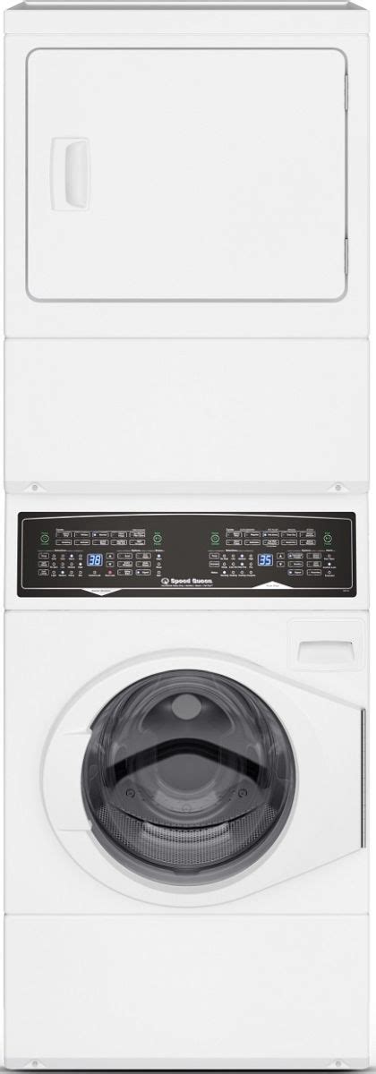 Speed Queen® SF7 3.5 Washer, 7.0 Cu. Ft Gas Dryer White Stack Laundry | Crane's L&M Appliance Center