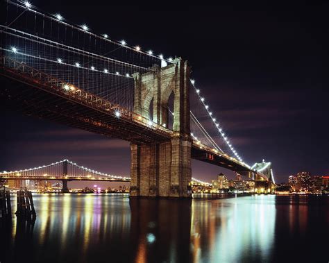 Brooklyn Bridge At Night Photograph by Andrew C Mace - Fine Art America