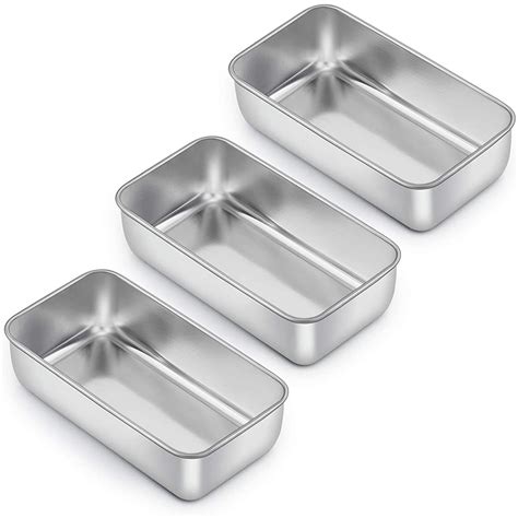 Loaf Pan Set of 3, VeSteel 9x5 Inch Bread Pans, Stainless Steel Loaf ...