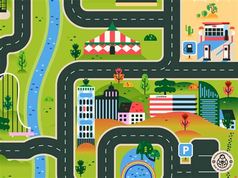 City Road Map Play mat illustration by Olga Davydova on Dribbble City Road, Map Design, Play Mat ...