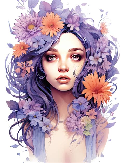 Premium Photo | Watercolor style pastel color beautiful Girl with spring summer flowers art ...