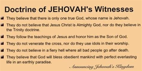 What Jehovah's Witnesses believe... in 2024 | Jehovah, Jehovah witness quotes, Jehovah's witnesses