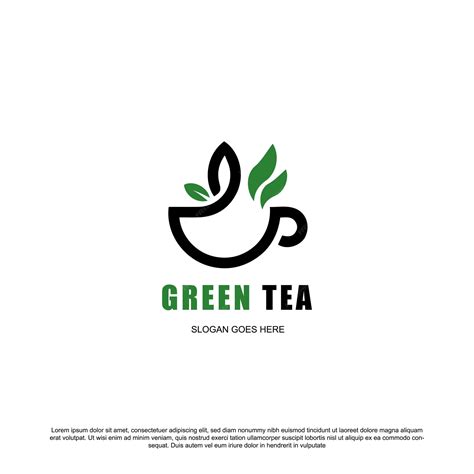 Premium Vector | Modern green tea logo design cup with leaves vector ...