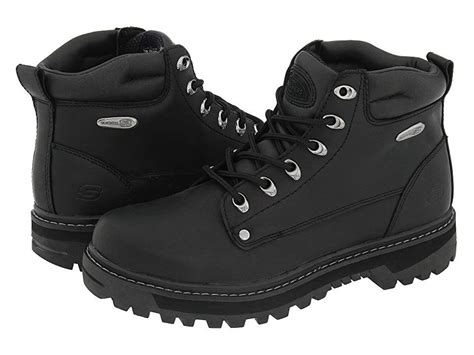 SKECHERS Pilot - Men's Lace-up Boots : Black Oily Leather : The ...