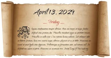 What Day Of The Week Is April 13, 2029?