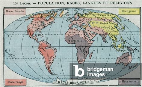 Image of Map of the distribution of the world population by race by ...