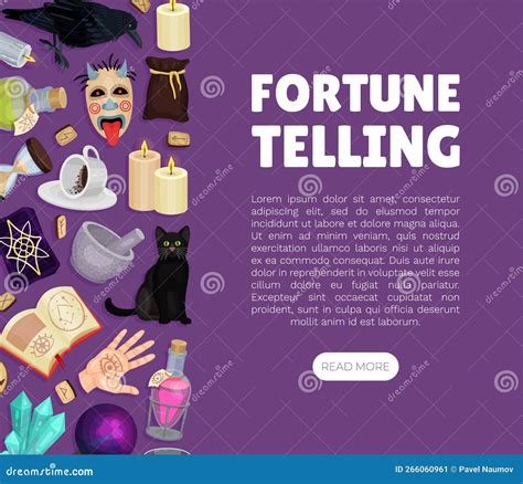 Divination And Fortune Telling Banner Design With Magic Symbols Vector Template Royalty-Free ...